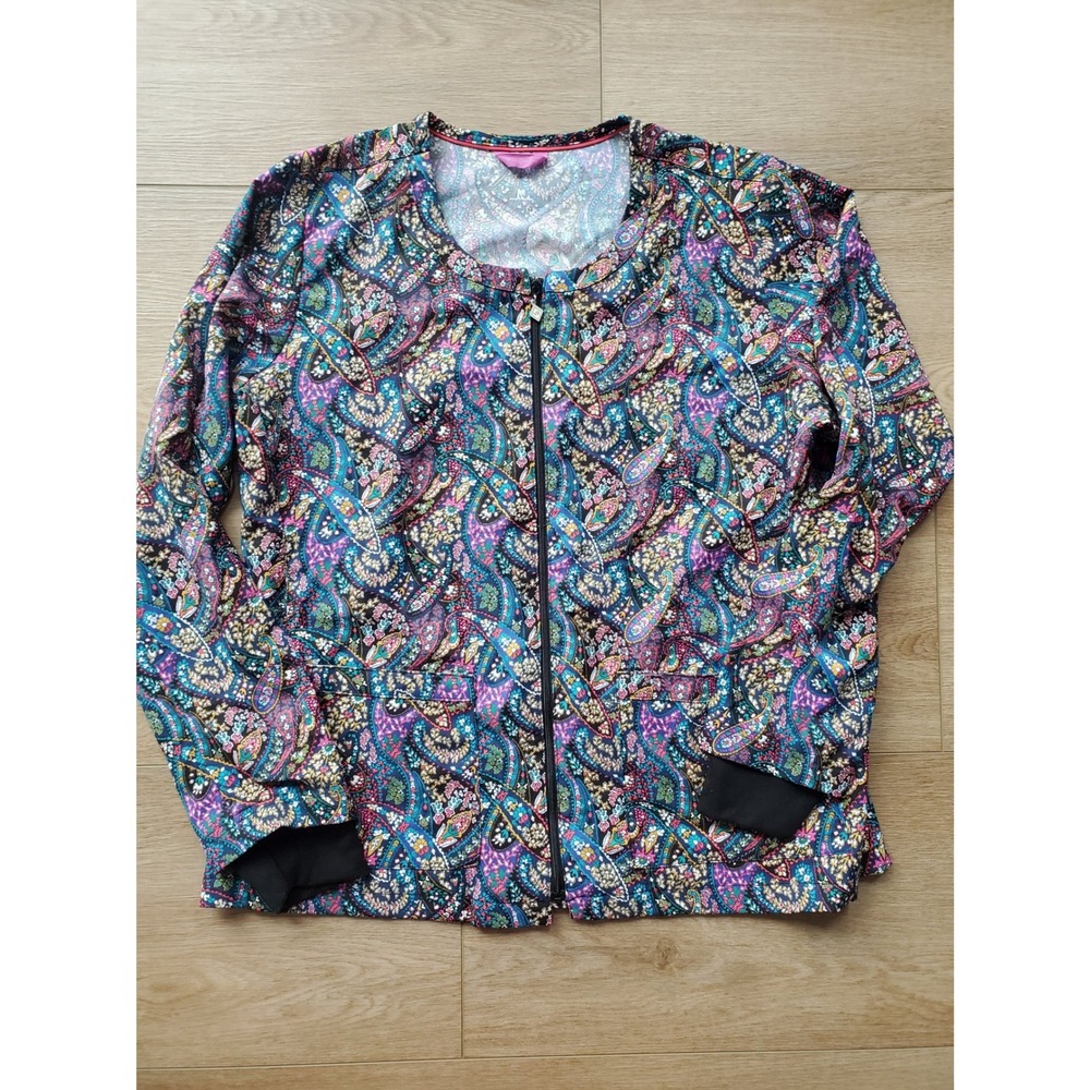 Vera Bradley Womens Paisley Zip Front Scrub Jacket, Medium